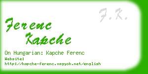 ferenc kapche business card